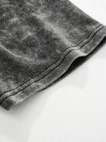 Chillumni Men's Letter Print Distressed Casual Short Sleeve T-Shirt For Summer, 2000s Style - Black - View 4