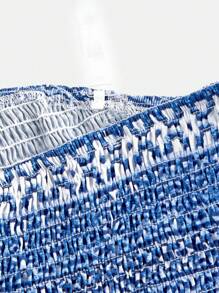 Tween Girls' Casual Vacation Blue & White Printed Layered Ruffle Hem Dress - Blue and White - View 3