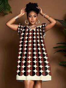 Maweii Women's Woven Comfortable Digital Print Dress In Red, Brown, Black, And Apricot Patterns Is Sexy, Elegant, And Perfect For A Holiday Look. It's Suitable For Various Occasions Such As Holidays, New Year's, Christmas, Thanksgiving, Graduation Season, Valentine's Day, Back To School, Parties, And Dates. It Comes In A Variety Of Styles, Including Elegant, Fashionable, Sporty, Casual, Edgy, And Streetwear. This Elegant Dress Can Be Worn As A Casual Holiday Outfit Or A Party Pullover, Suitable For Autumn, Winter, Spring, Summer, Spring/Autumn, And Autumn/Winter Seasons. - White - View 4