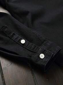 Manfinity Homme Plus Size Men's Long Sleeve Single Breasted Casual Denim Shirt