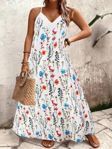 SHEIN Holidaya Đầm dài rộng in hoa cỡ lớn cho nữ - Nhiều màu - Xem 5