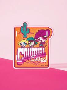 THE POWERPUFF GIRLS X SHEIN 花朵、泡泡、毛茛图案亚克力组装收纳盒 - 黃色 - 查看 1