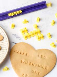 Nuevo molde de galletas en forma de letras y números, herramienta para prensar cerámica, sello para hornear, molde DIY para imprimir y grabar, cortador de galletas, utensilios para pasteles - Amarillo - Ver 8