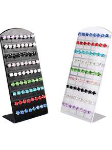 SHEIN 2 件 72 孔耳环收纳盒，耳环展示架，耳环架可容纳 36 对，耳环挂钩耳环展示收纳架用于珠宝展示 - 彩色 - 查看 2