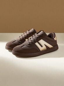 CUCCOO EASI 2024年春季德国风格女式复古休闲运动鞋，百搭平底白鞋 - 棕色 - 查看 2