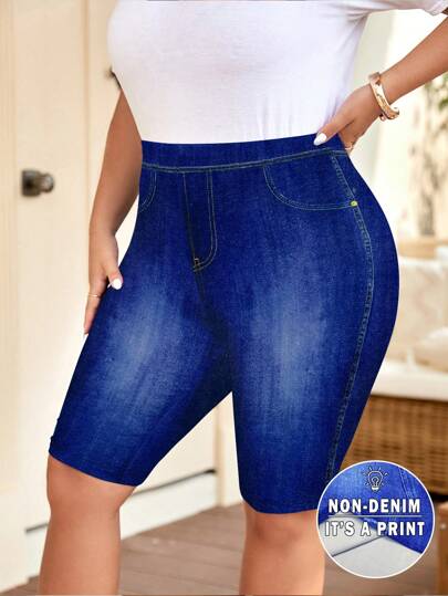 Slaydiva Quần legging in họa tiết toàn thân thường ngày cỡ lớn dành cho nữ, phù hợp cho mùa hè