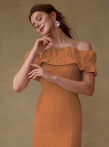 MOTF PREMIUM VÁY MIDI HEM HEM HÌNH NÀNG TIÊN CÁ TRẦN VAI THANH LỊCH & THỜI TRANG DÀNH CHO NỮ - trái cam - Xem 5