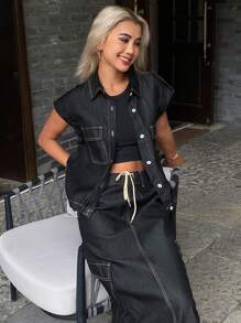 Livesso Damen Denim Zweiteiler