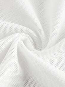 SHEIN EZwear 女式夏季白色草莓露肩长袖网眼连衣裙 - 白色 - 查看 4