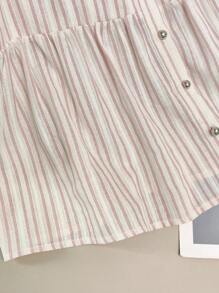 Jouncy New Stylish Striped Ruffled Sleeve Square Collar Casual Cap Sleeve Blouse For Women