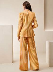 Anewsta Nuovo set da donna primavera/estate composto da blazer casual a righe e pantaloni morbidi con vita alta