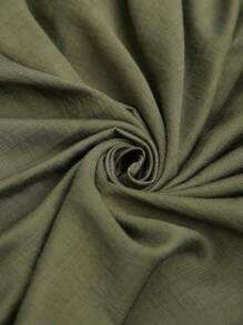 SHEIN Clasi 大码女式法式度假海滩连衣裙，V 领纽扣前落肩长裙，适合通勤，春夏季 - 軍綠色 - 查看 3