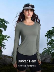 In My Nature 拼色拼接运动瑜伽长袖户外T恤徒步旅行女装