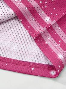 ROMWE MEN Men's Street Life Sporty Summer New Design All Over Print Rhinestone T-Shirt, Rave, 2000s Style - Pink - View 7