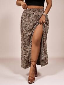 SHEIN VCAY Gonna a stampa leopardata oversize, elegante gonna bohémien estiva, abbigliamento da donna sexy e bohémien, abbigliamento occidentale per il tempo libero e le vacanze tropicali