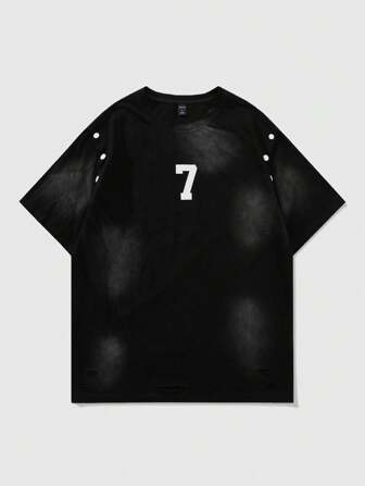 Street Life Camiseta estructurada con estampado de eslogan para hombre, adecuada para el uso diario en primavera/verano