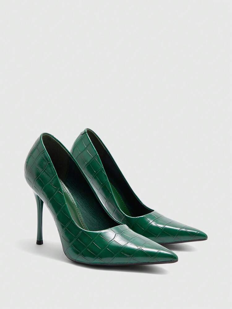 CUCCOO SZL Women's Minimalist & Practical High Heels Green Shoes For Christmas Spring Shoes