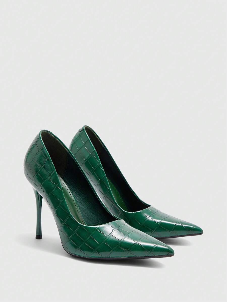 CUCCOO SZL 女士简约实用绿色高跟鞋 - 綠色 - 查看 1