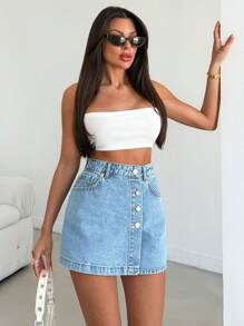 SHEIN JUPE-CULOTTE FEMME À TAILLE HAUTE STYLE DÉCONTRACTÉ STREET WEAR BLEU CLAIR