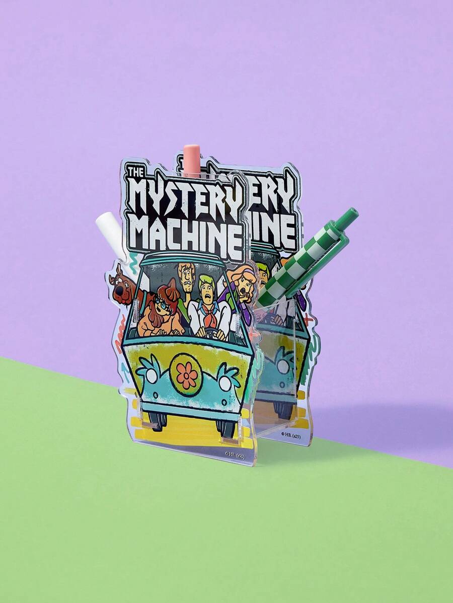 SCOOBY-DOO X SHEIN Cartoon & Letter Pattern Acrylic Pen Holder - White - View 1