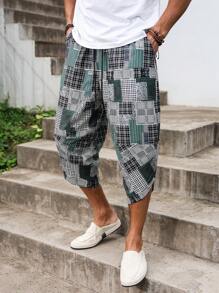 Manfinity Homme Pantalones 3/4 informales y sueltos estampados para hombre