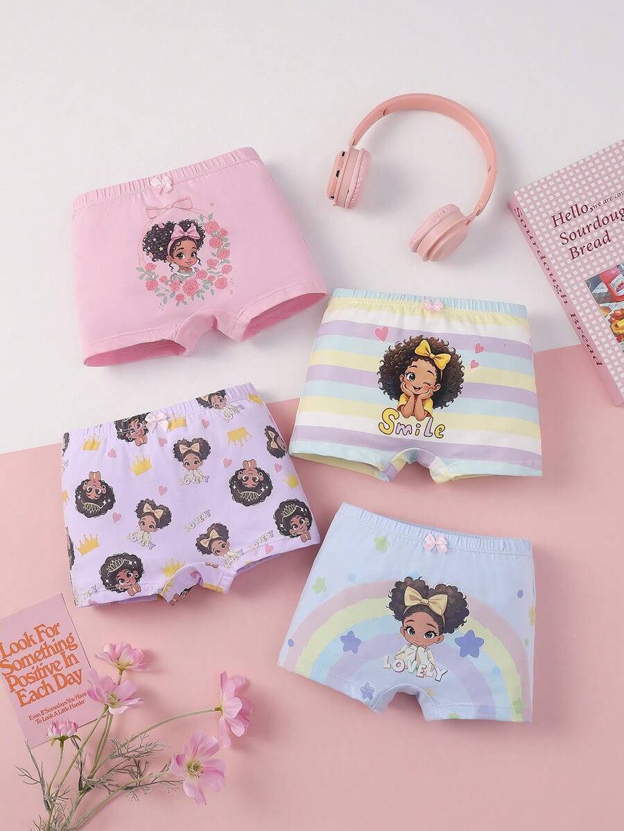 4pcs/Set Girls Cute Comfortable Panties