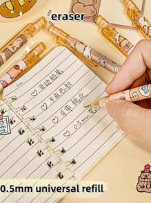 SHEIN 1pc/3pcs/6pcs/12pcs Capybara Erase Push-Button Automatic Pencil, (6pcs Box) Color Style Random, High-Quality Creative Student Stationery Pen, Cute Erase Automatic Pencil, 0.5mm Student 2B Pencil, No To Sharpen The Core, Replaceable Core Push-Button Automatic Core, Smooth Writing, Built-In Eraser, Suitable For Adult And Student Creation, Family Drawing, Christmas Card Coloring,Office Signature Supplies, Giftery For Family, Friends, Colleagues, Boys, Girls, School Supplies