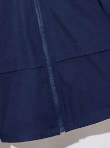 1 件年轻男孩黑色休闲前开长袖夹克，可爱，学院风，百搭，多功能设计，适合学校、日常、通勤、幼儿园、生日派对、婚礼、洗礼、秋冬拉链夹克夹克男孩海军夹克儿童夹克 - 藏蓝色 - 查看 5