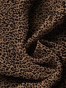 EMERY ROSE Casual Simple Brown Leopard Print Pattern Women Shirt, Minimalist Style Suitable For Summer Leopard Print Blouse Suitable For Going Out