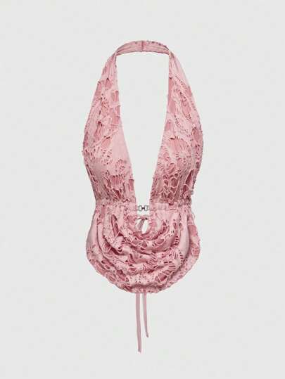 Fairycore Women's Vintage Y2K Subculture Sexy Draped Neck Textured Fabric Camisole