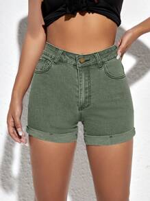 SHEIN ICON Women's Summer Casual Denim Shorts With Pockets