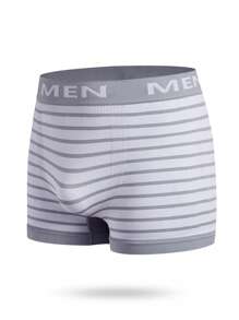 Men's Striped & Letter Print Fashion Boxer Briefs, Suitable For Daily Wear 6 Pcs, - Multicolor - View 21
