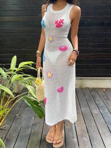 Sunnyshic Fun Ocean Cutout Knit Dress - White - View 7