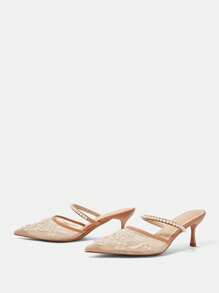 CUCCOO HITCHD Women's Pointed Toe Mid Heel Party Pumps For Christmas - Khaki - View 11