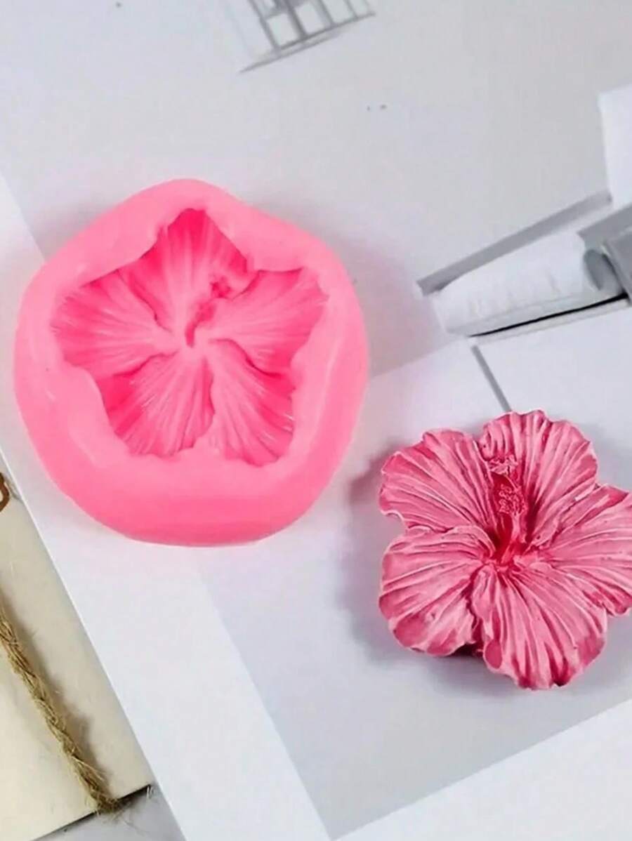 1 khuôn silicon hình hoa Furong, khuôn làm đồ trang sức bằng đất sét thạch cao hình nến thơm hình hoa Furong 3D, công nghệ đất sét nhựa và polyme, và các mặt hàng trang trí DIY
