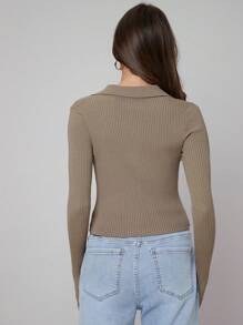 BizChic Chaqueta con cremallera de uso laboral, blusa de manga larga - Gris - Ver 2