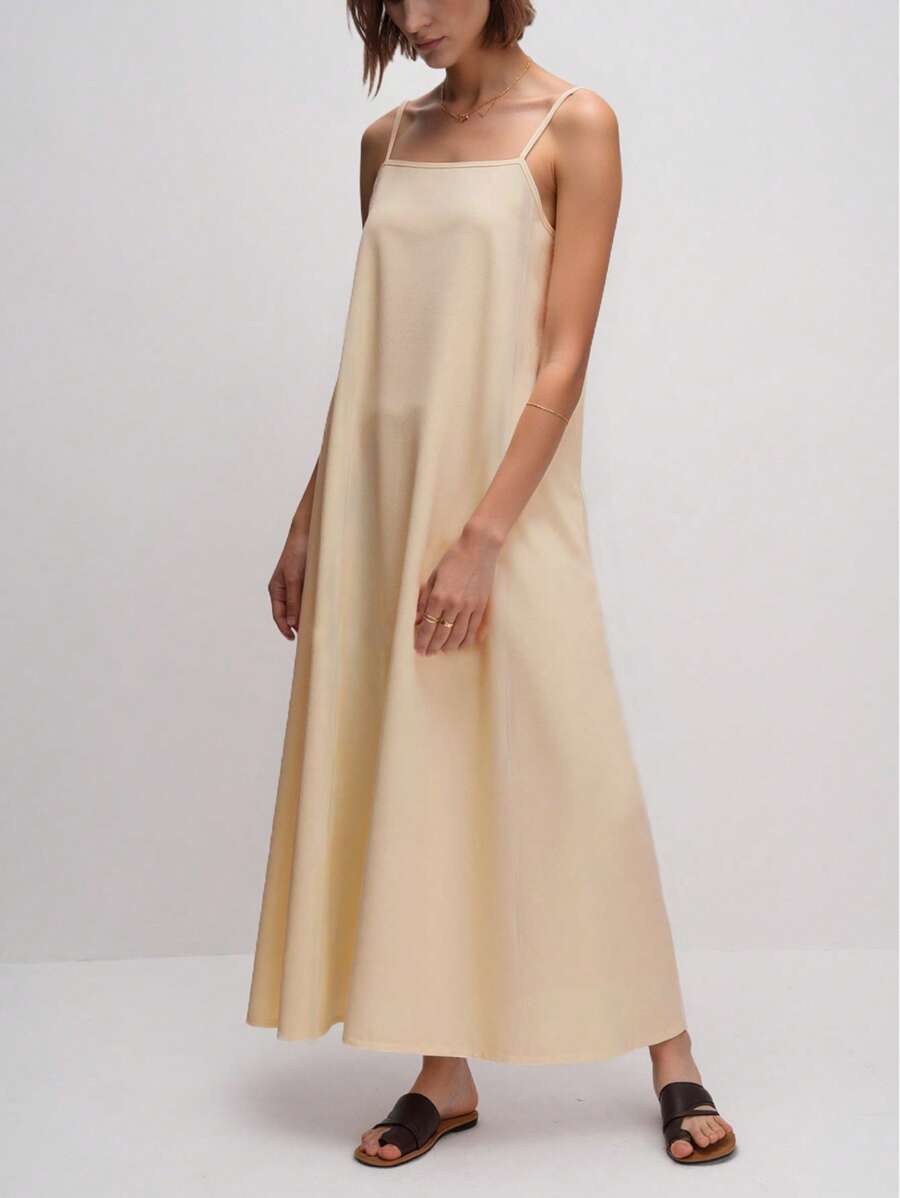 Airaco Women's Solid Color Casual Versatile Long Strap Dress, Summer - Multicolor - View 1