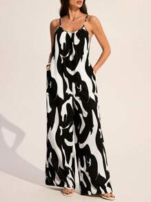 SHEIN Tall 宽松印花连体裤，春夏