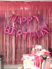 3 件 - 2 米长金属箔流苏窗帘，闪亮背景，墙面装饰，门流苏窗帘，黑色、白色、金色、银色、红色、粉色、绿色、玫瑰金、紫色、亮粉色、浅绿色和蓝色，适用于新年、生日、情人节、婚礼、订婚、派对背景 - 彩色 - 查看 6