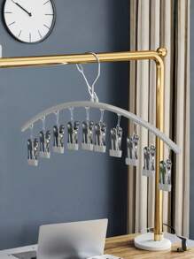 Zazumi 1pc Storage Stainless Steel Pants Hanger, Space Saving Wardrobe Storage With 10 Clips - Multicolor - View 9