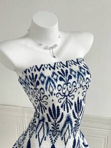 Chiquease 女士花卉印花紧身连衣裙，带荷叶边下摆，适合夏季