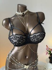 Aloruh 女士蕾丝文胸，时尚，适合夏季 - 黑色 - 查看 6