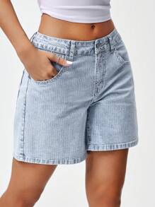 Jeanoix 女式复古做旧休闲时尚蓝色牛仔短裤