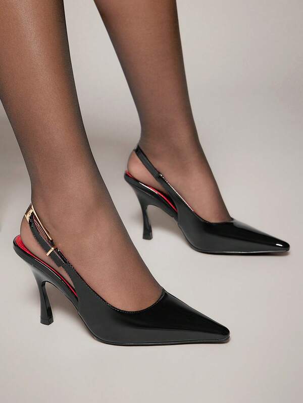 SHUZIA Women's Classic Dressy Style Pointed Toe Sling Back High Heel Pumps
