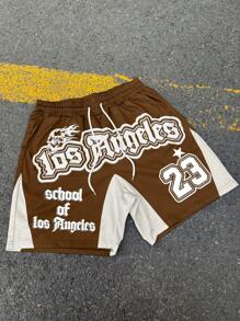 Manfinity EMRG 男士字母印花抽绳腰袋休闲百搭短裤 - 彩色 - 查看 5