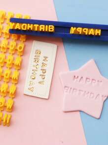 Nuevo molde de galletas en forma de letras y números, herramienta para prensar cerámica, sello para hornear, molde DIY para imprimir y grabar, cortador de galletas, utensilios para pasteles - Amarillo - Ver 3