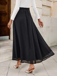Solivie Solid High Waist A-line Skirt