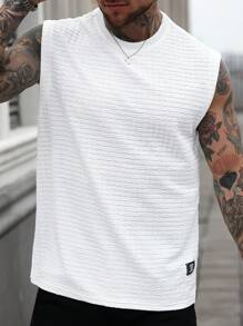 Manfinity Homme Camiseta de tirantes casual de punto de gofre con cuello redondo para hombre, para verano