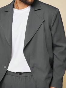 EASEVO 男士加大码梭织单排扣西装外套和裤子套装