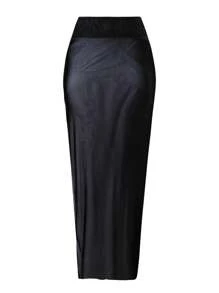 Swim Oasis 2pcs 2025 New Style Women Swimsuit Set, Solid Shoulder Strap Top & High Waist Shorts With Mesh Beach Dress, Summer Casual Swimwear